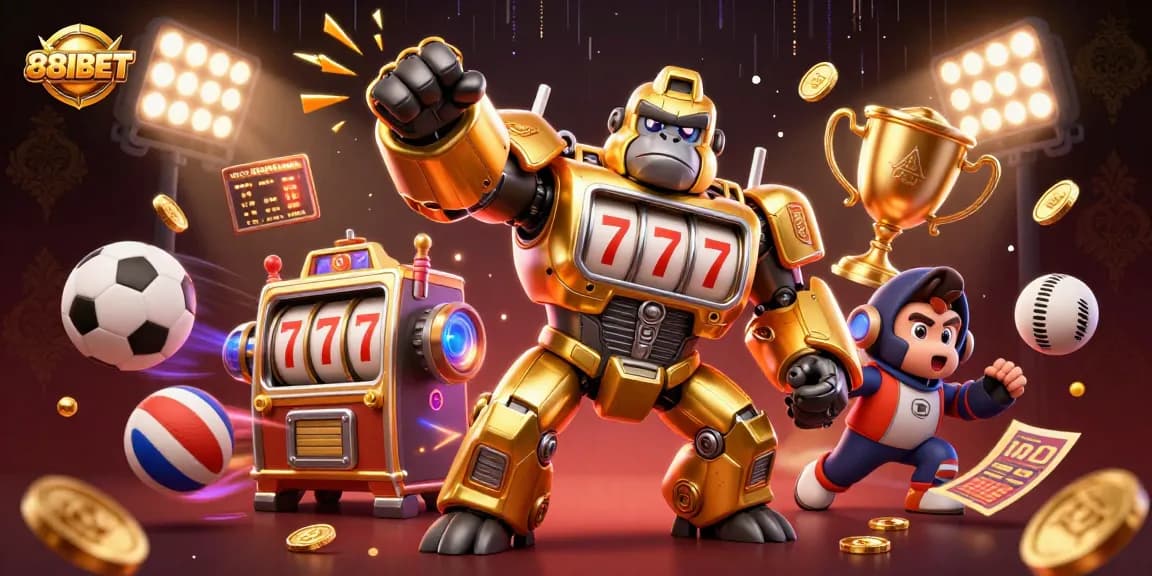 Experience thrilling action with 88IBET's dynamic casino gameplay featuring a golden gorilla mech.