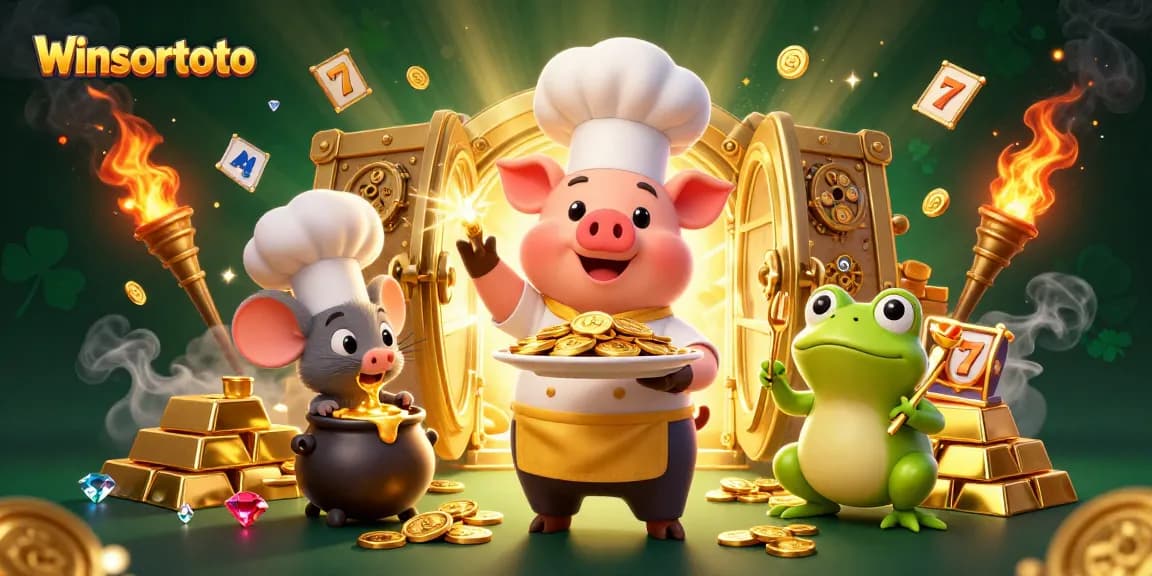 Memenangkan jackpot dengan winsortoto saat menyaksikan koki 3D yang menghidangkan koin emas.