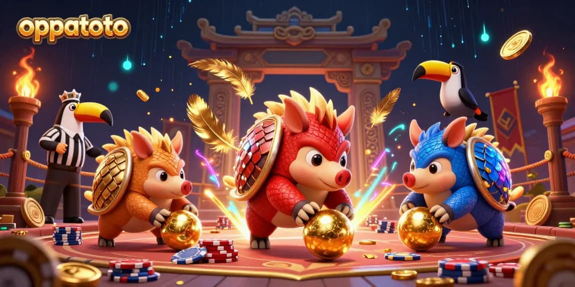 oppatoto pangolins bowl through poker chips in a vibrant casino scene