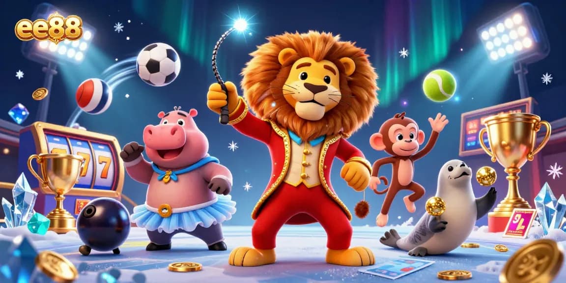 Engage with an exhilarating ee88 casino scene featuring vibrant characters and dynamic game elements.