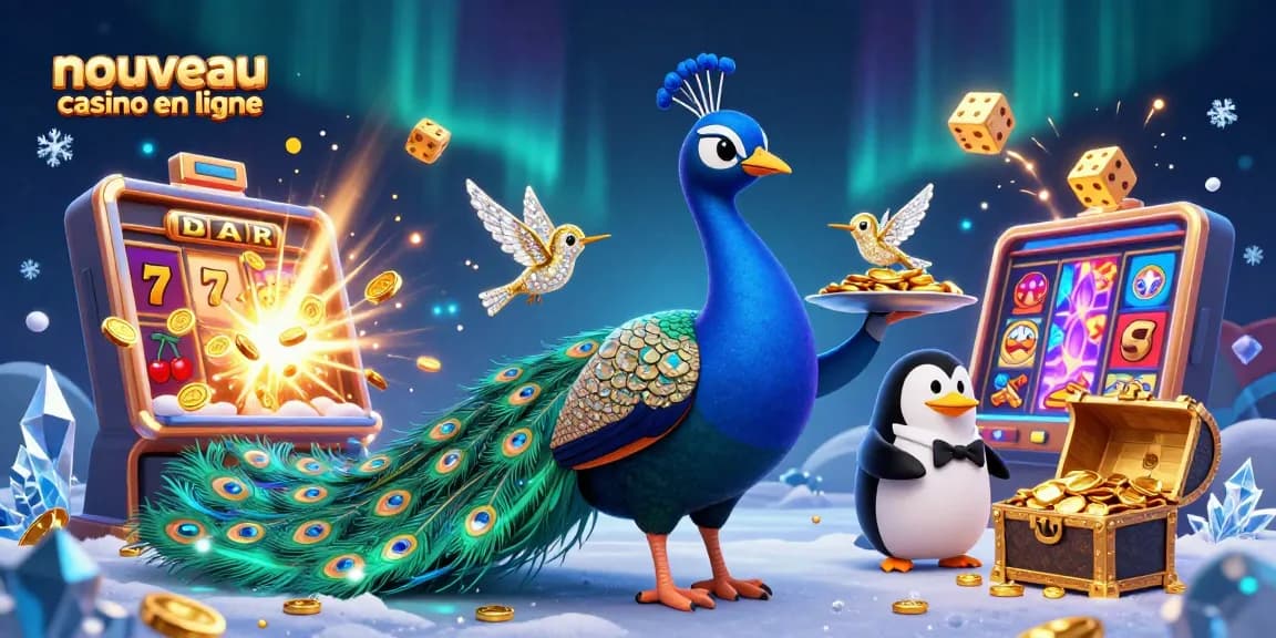 Gagnez en jouant au nouveau casino en ligne avec un paon majestueux et des éléments de jeu dynamiques.