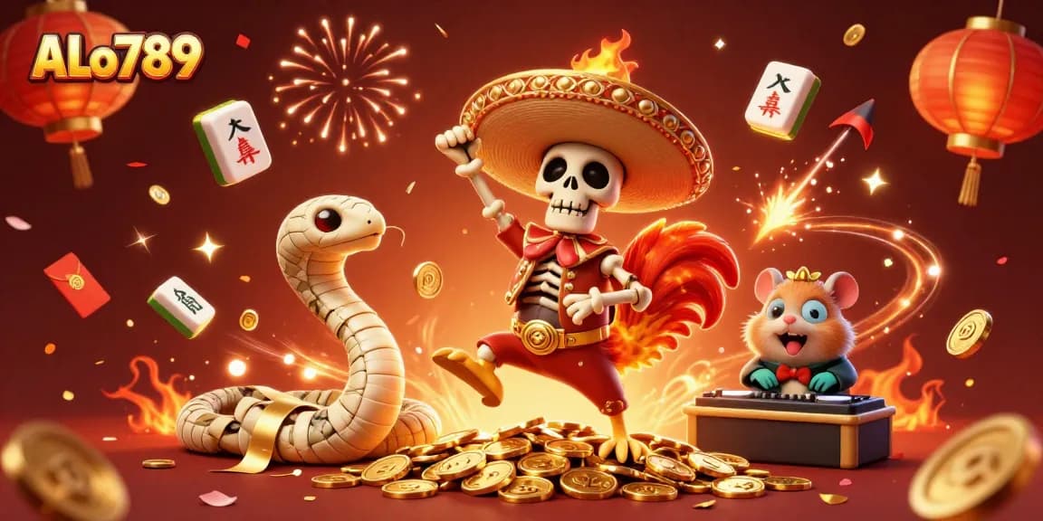 Join the excitement with ALo789 as the mariachi rooster celebrates cockfighting wins with gold!