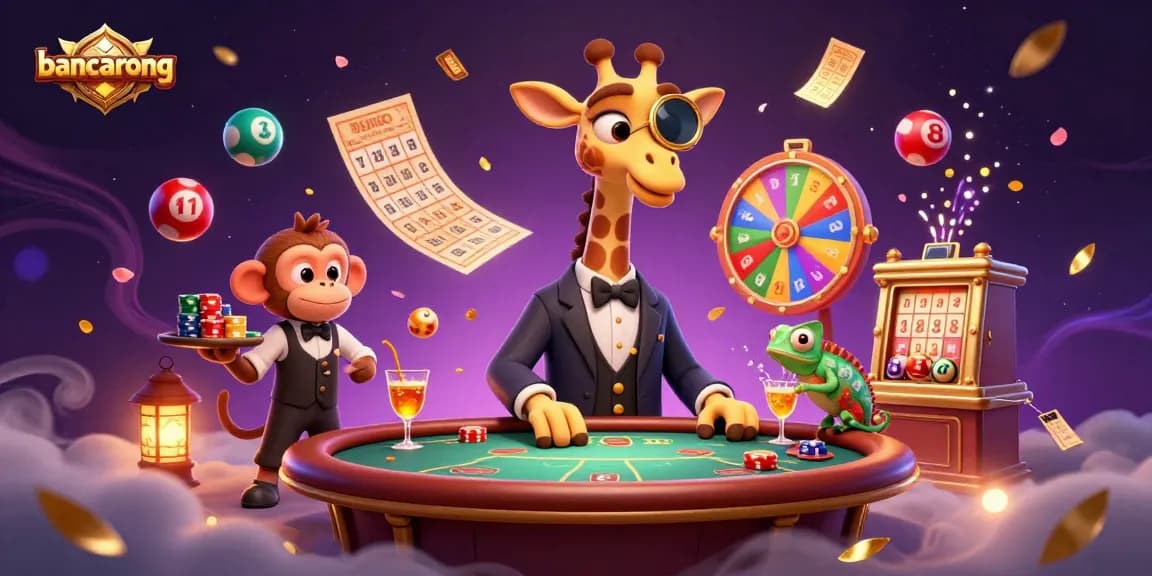 Join the fun with bancarong at a VIP poker table, where the high-roller giraffe and friends are ready to play!