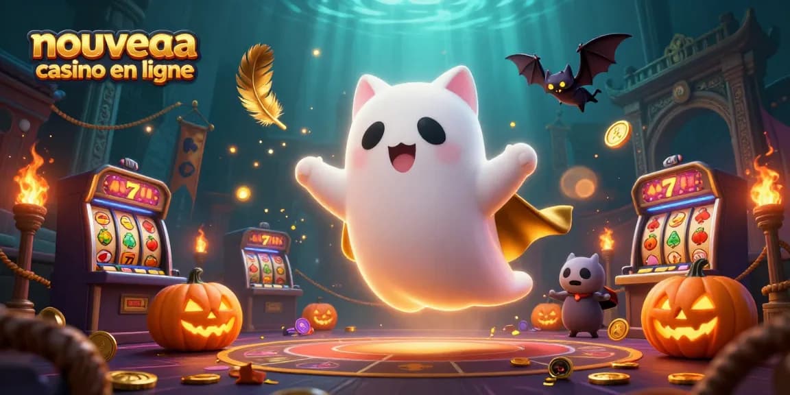 Jouez au nouveau casino en ligne avec un chat fantôme et des éléments de jeux captivants.
