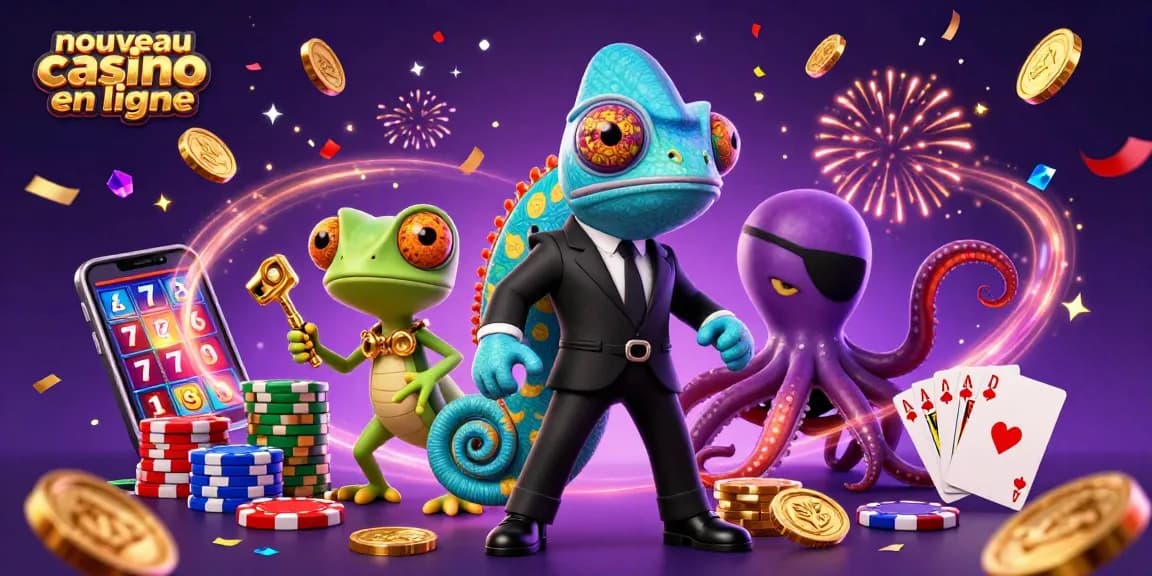 Actionner des gains avec le nouveau casino en ligne : illustration dynamique d'agents et de jeux de casino.