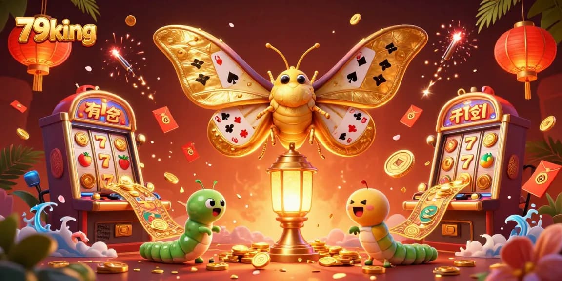 Experience the excitement of gambling with the vibrant 79king casino scene featuring a majestic atlas moth.