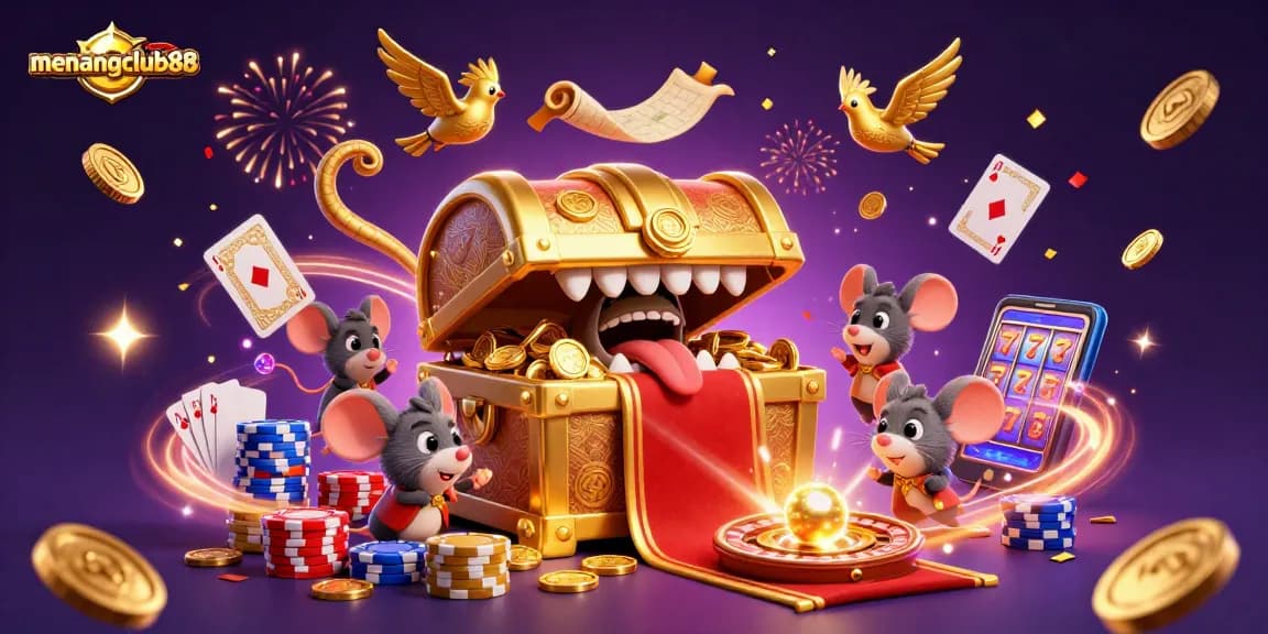 Experience the thrill of menangclub88 with vibrant gaming elements and a dynamic casino atmosphere.