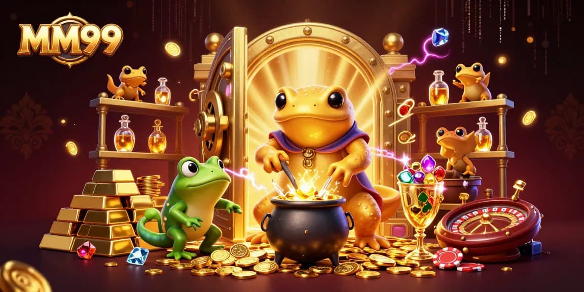 Win big with MM99's vibrant casino scene filled with alchemists turning luck into gold.