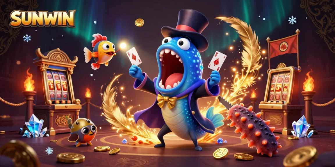 SUNWIN engages players with a magical 3D casino scene featuring unique characters in card tricks, captivating the gambling world.