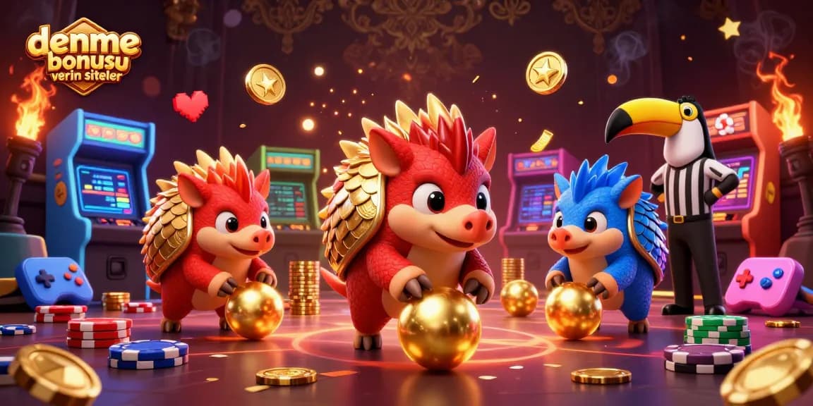Engaging illustration of deneme bonusu veren siteler featuring rival pangolins in a casino action scene.