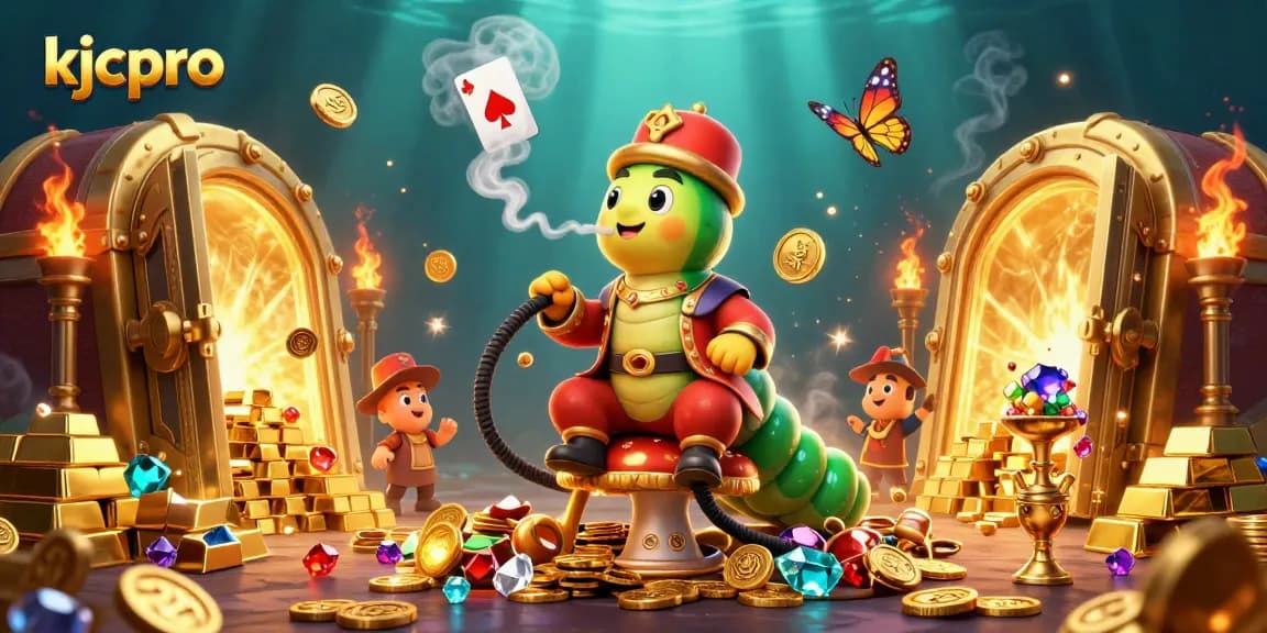 Experience high-stakes action with the vibrant kjcpro scene featuring casino treasures and a caterpillar master.
