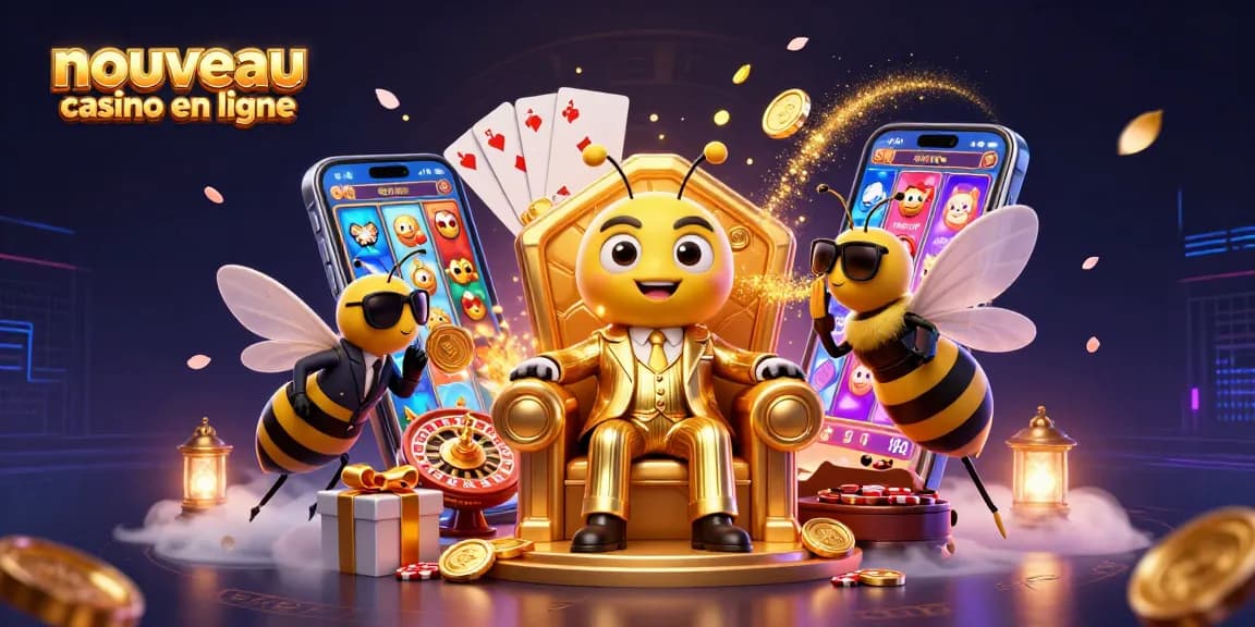 Découvrez le nouveau casino en ligne avec une illustration 3D dynamique et colorée.