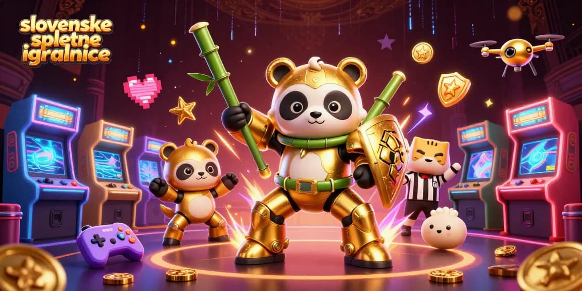 Spremljajte adrenalinske igre v slovenskih spletnih igralnicah, kjer zlati panda v mehaničnem kostumu pomika robot!