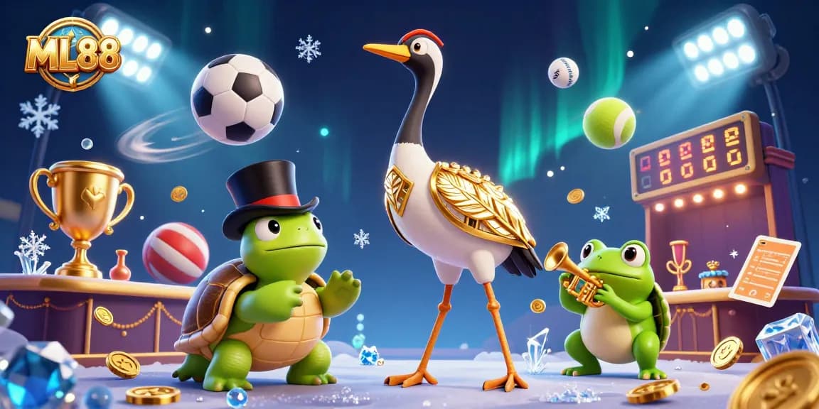 Experience ML88 casino excitement with lively characters and dynamic game elements in vivid 3D illustration.