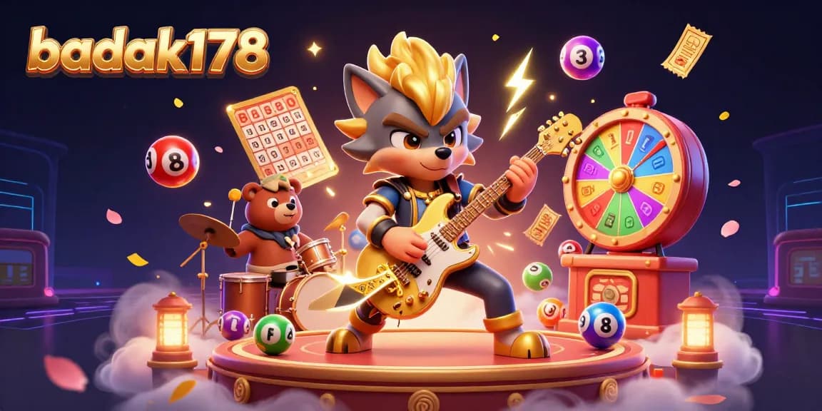 Engage with badak178's exciting casino scene featuring vibrant lottery elements and dynamic characters.