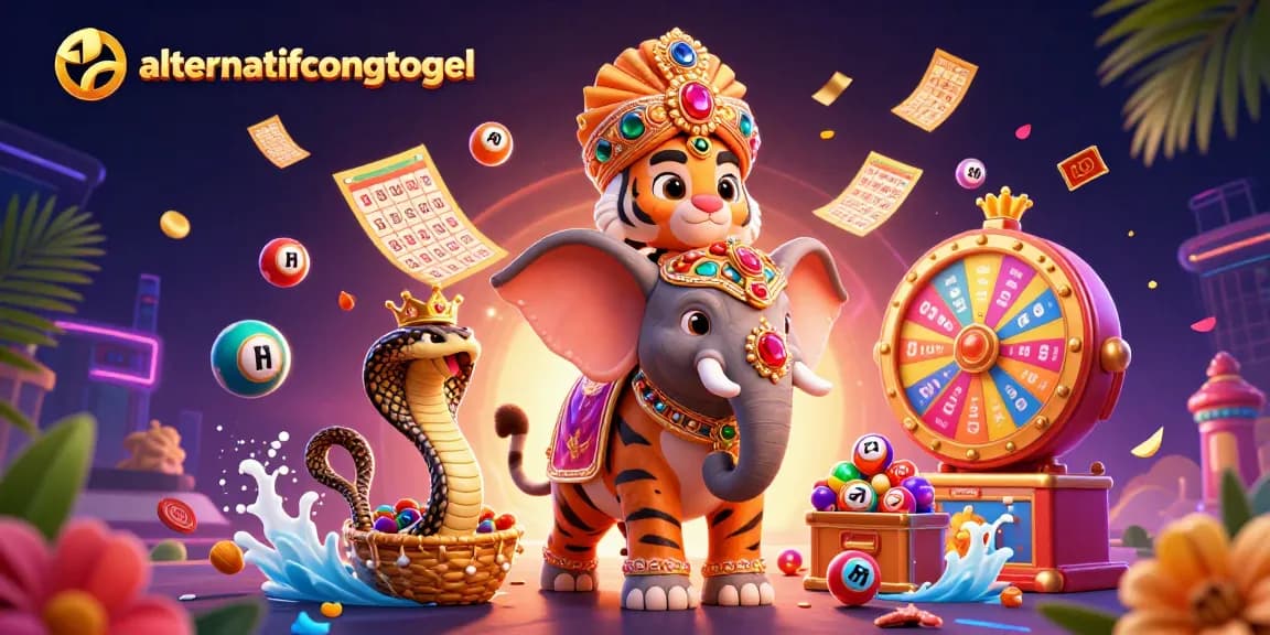 Engage with alternatifcongtogel's vibrant lottery gaming scene featuring colorful balls and dynamic prize elements.