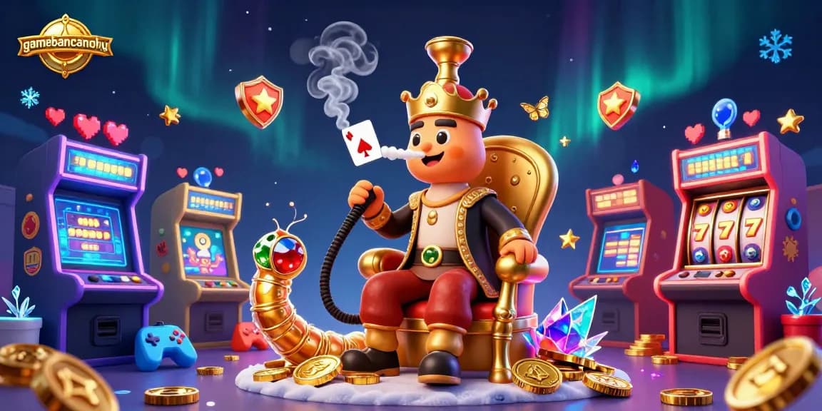 gamebancanohu featuring a vibrant 3D caterpillar in a sultan outfit amidst casino elements