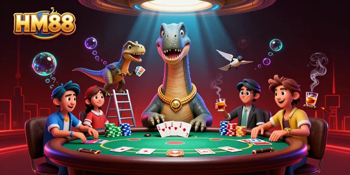 Experience thrilling gameplay at HM88 with a vibrant casino scene featuring dynamic poker action.