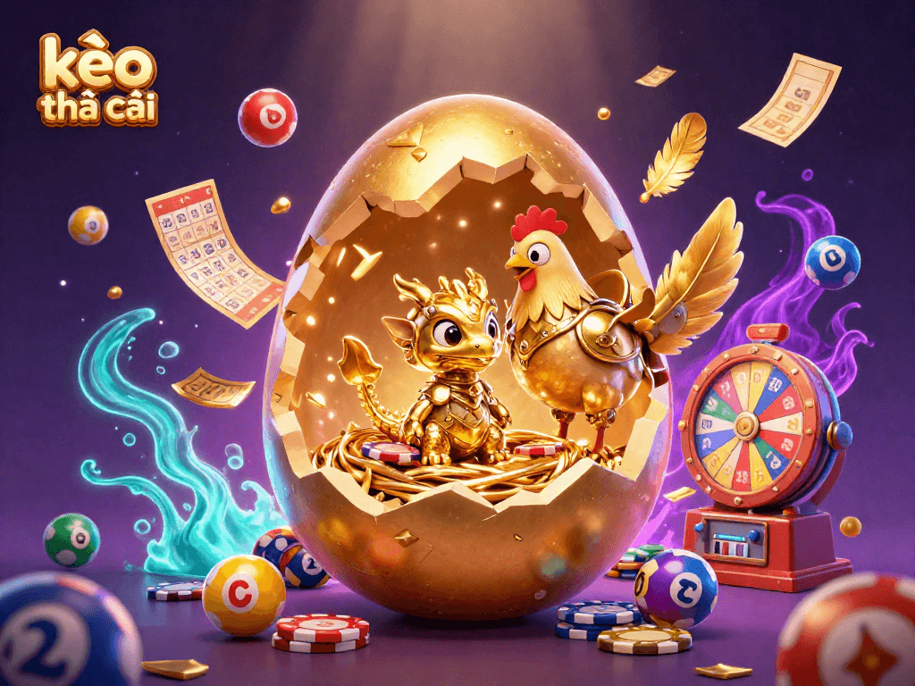 Engage in thrilling kèo nhà cái adventures with a golden dragon guarding poker chips in a vibrant casino scene.