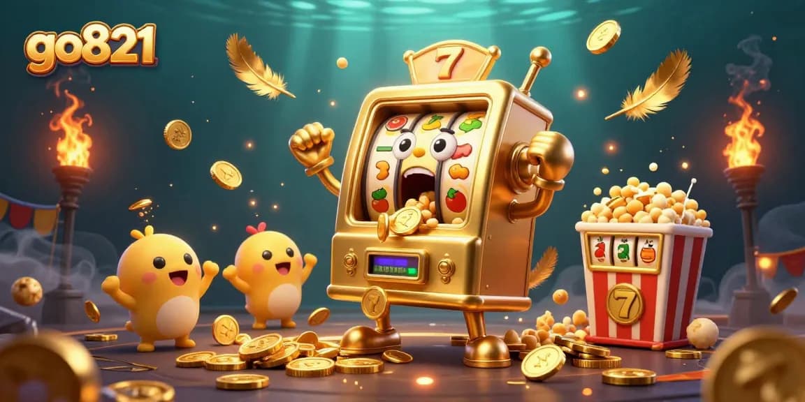 Spin the golden slot machine and win big at go821 with dazzling coins and colorful characters!