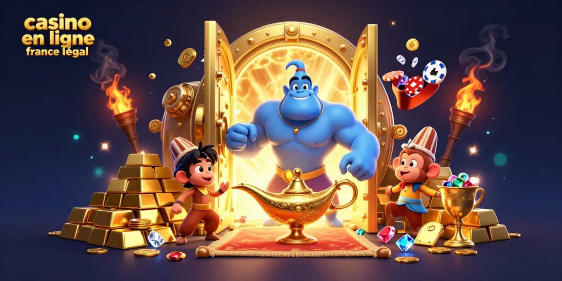 Jouez aux jeux de casino en ligne France légal avec une illustration captivante de richesse et magie.