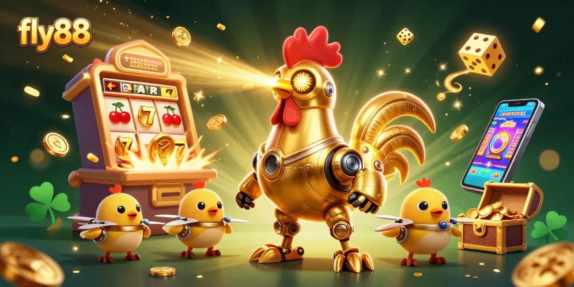 Experience the excitement of fly88 with a vibrant casino scene filled with fun characters and gaming action.