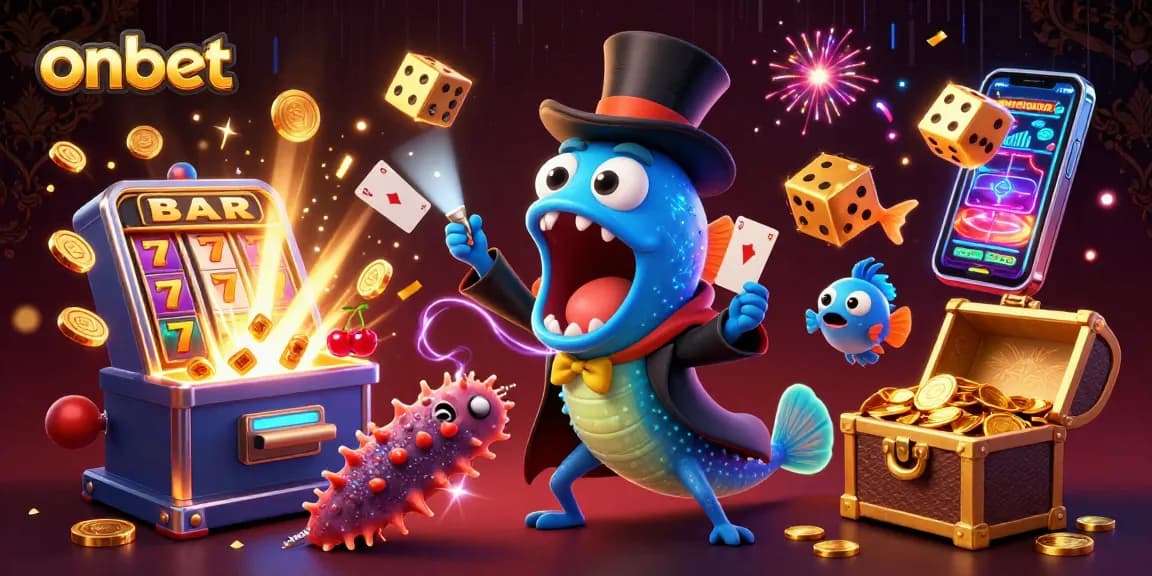 Engage with thrilling card tricks at Onbet's vibrant casino scene featuring magical sea creatures.