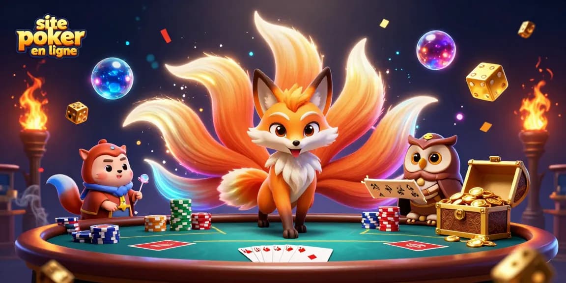 Jouer sur un site poker en ligne avec une ambiance colorée, spirituelle et des éléments de poker.
