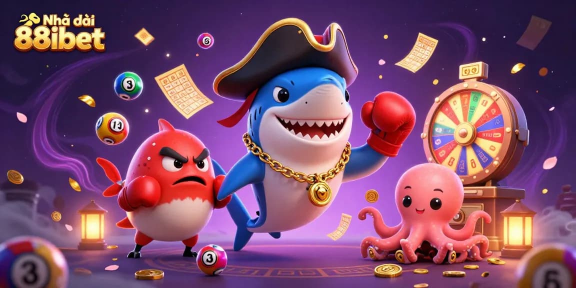 Engage in gaming excitement with Nhà cái 88ibet, featuring colorful lottery games and playful characters