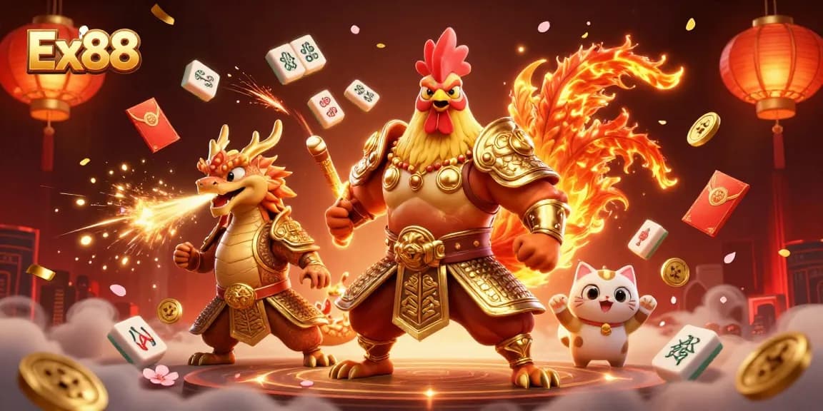 Engage in exciting gameplay at Ex88 with vibrant characters and captivating casino elements.