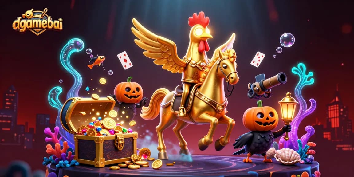 Engage with agamebai's thrilling atmosphere, featuring a golden rooster in a midnight casino bursting with treasures.