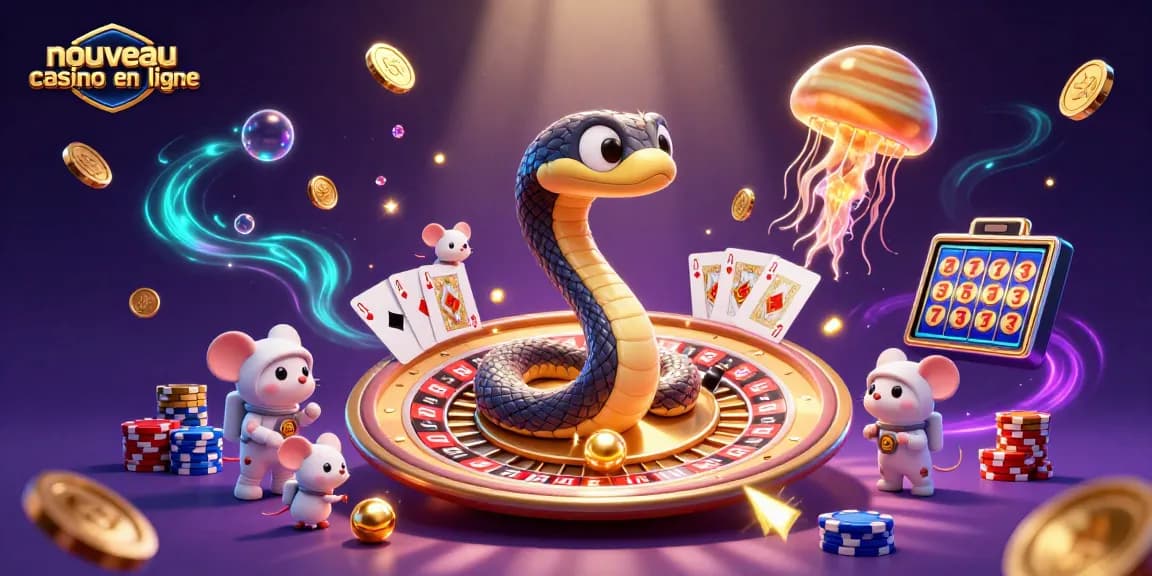 Placer des paris sur le nouveau casino en ligne avec un serpent joueur et un dealer méduse.