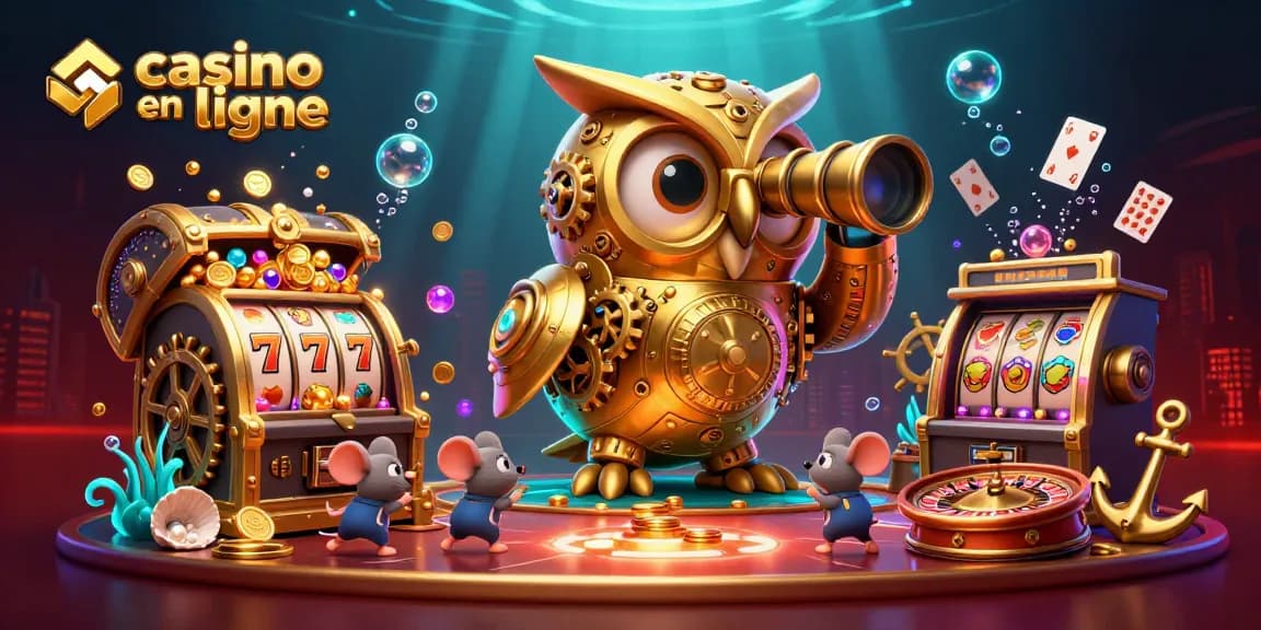 Le casino en ligne propose une expérience immersive avec une chouette dorée et des machines à sous.