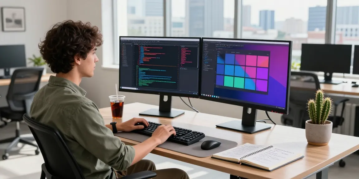 Tech development workspace at https://www.bdtjl.app/ showcasing coding and contemporary office design.