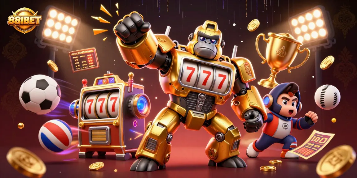Experience thrilling action with 88IBET's dynamic casino gameplay featuring a golden gorilla mech.