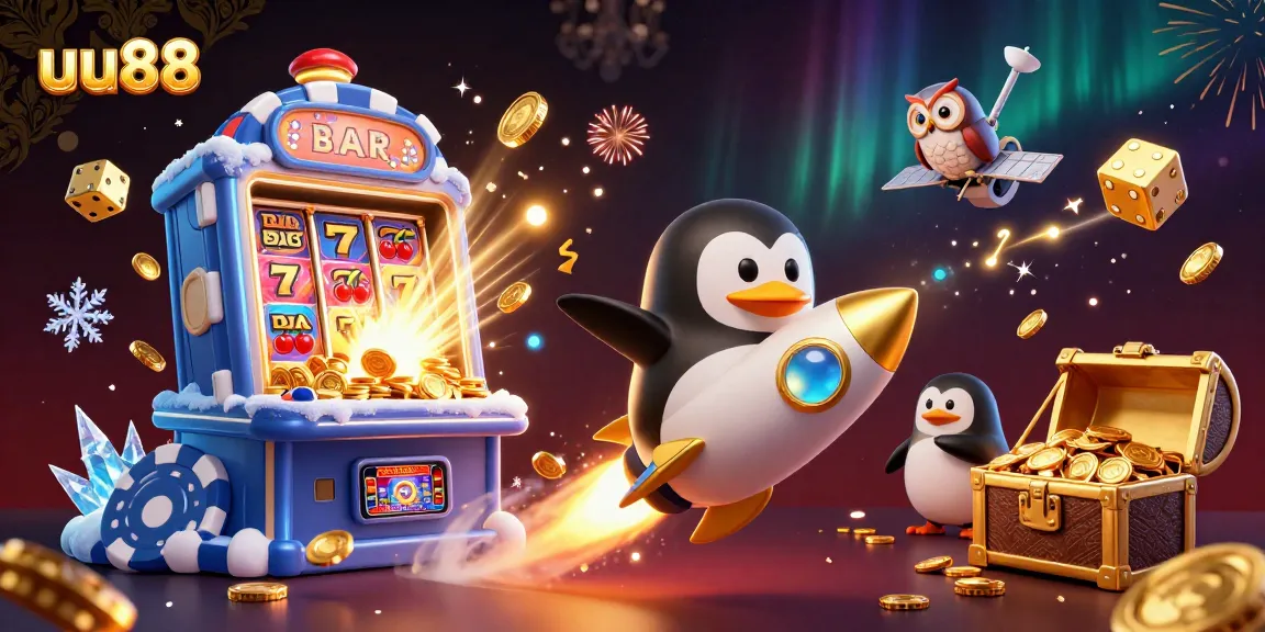 Experience thrilling casino action with uu88's vibrant 3D illustration featuring unique characters and exciting elements.
