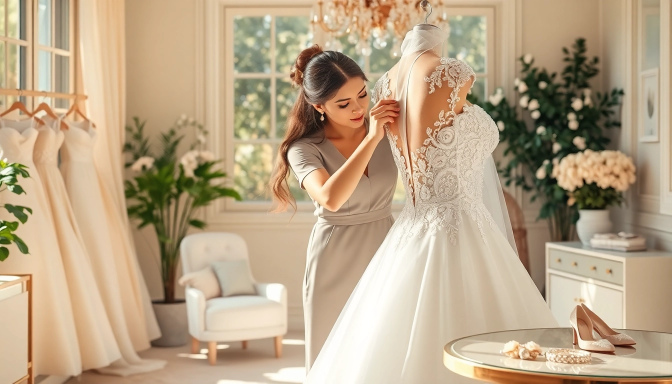 Styling di abiti da sposa professionale nel miglior accessorio e luce naturale.