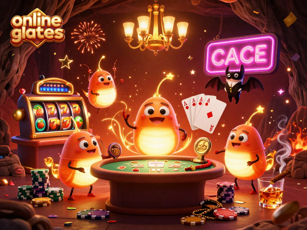 Illuminate your experience with online slot games in this vibrant 3D casino scene featuring glowing characters and jackpot reels.