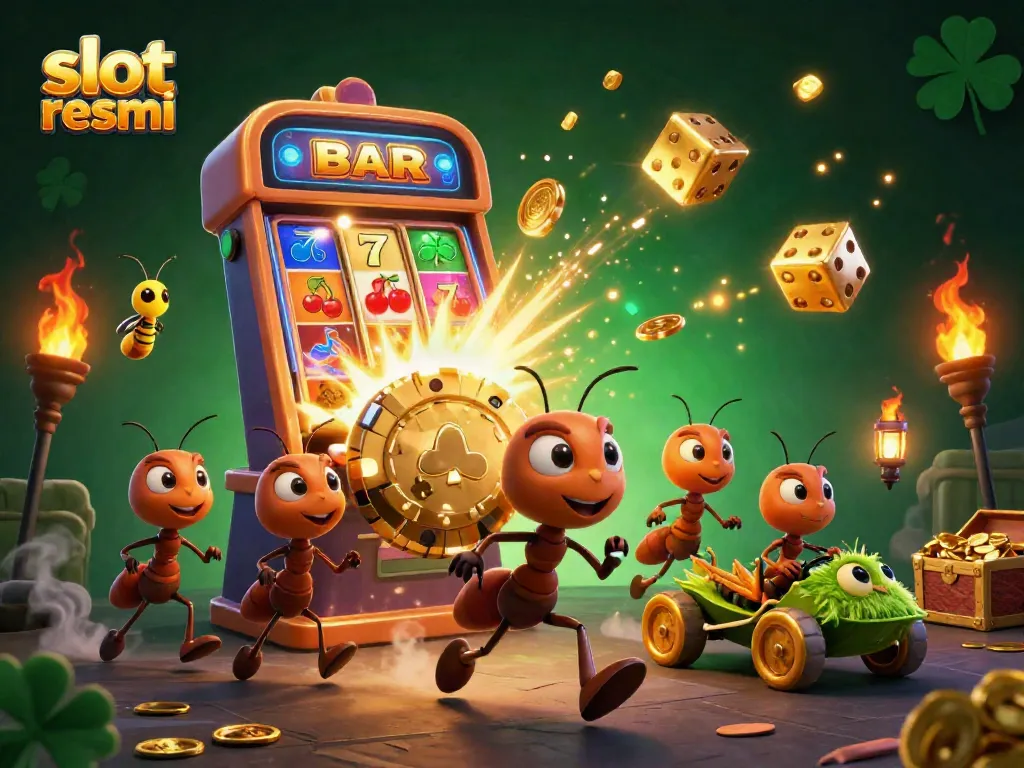 Join the action with slot resmi in a thrilling heist featuring cartoon ants and casino treasures!