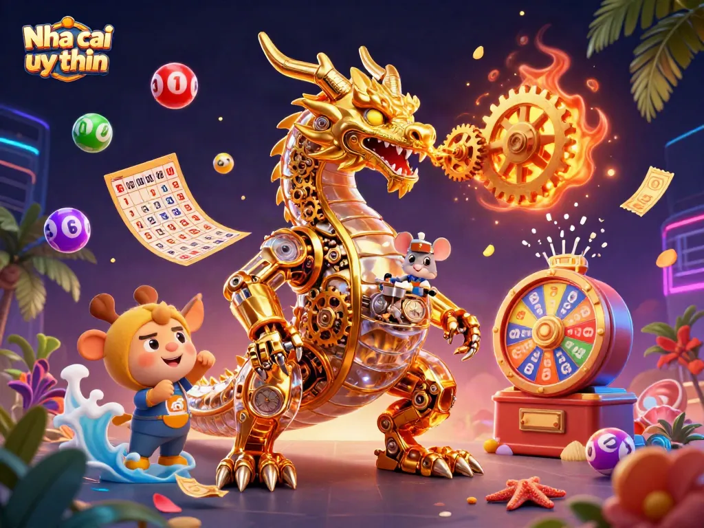 Nha cai uy tin features a breathtaking 3D dragon and vibrant gambling elements creating a thrilling experience