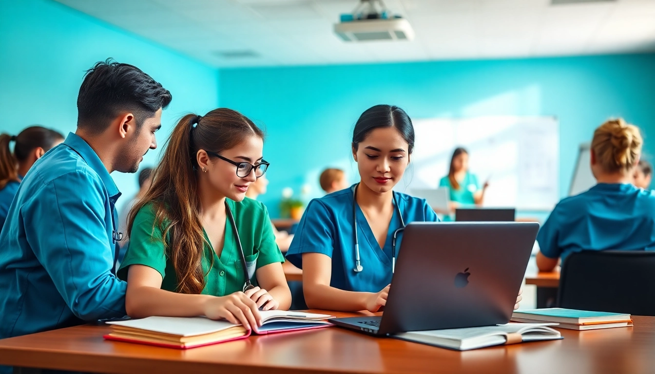 Engaged students learning at the Houston Trusted NCLEX review center, preparing for their nursing exams.
