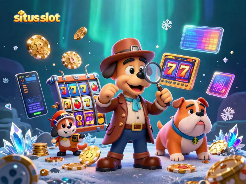 Menggali petunjuk dari situs slot, detektif dan teman anjing menggali jackpot dan koin emas.
