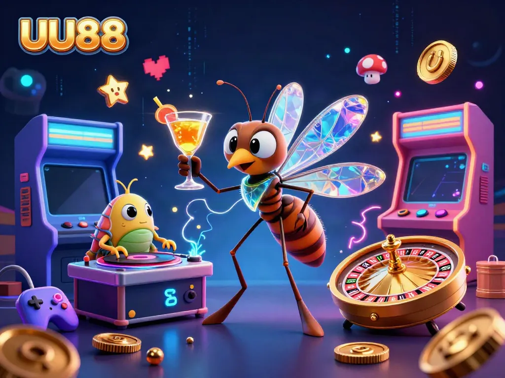 Experience vibrant UU88 gaming with lively casino characters in a rich 3D illustration.