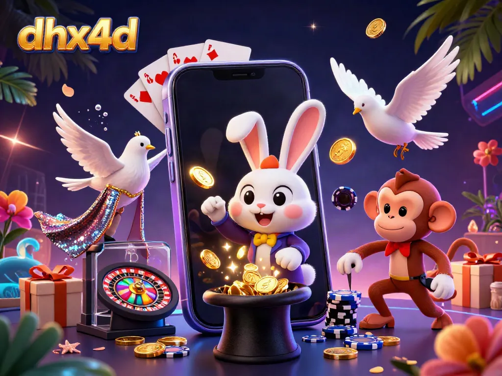 dhx4d menghadirkan pesulap kelinci dan karakter lainnya dalam gambar kasino yang menarik