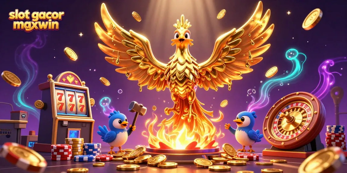 Engage with the slot gacor maxwin experience featuring a molten phoenix and dynamic gaming elements exploding into action.