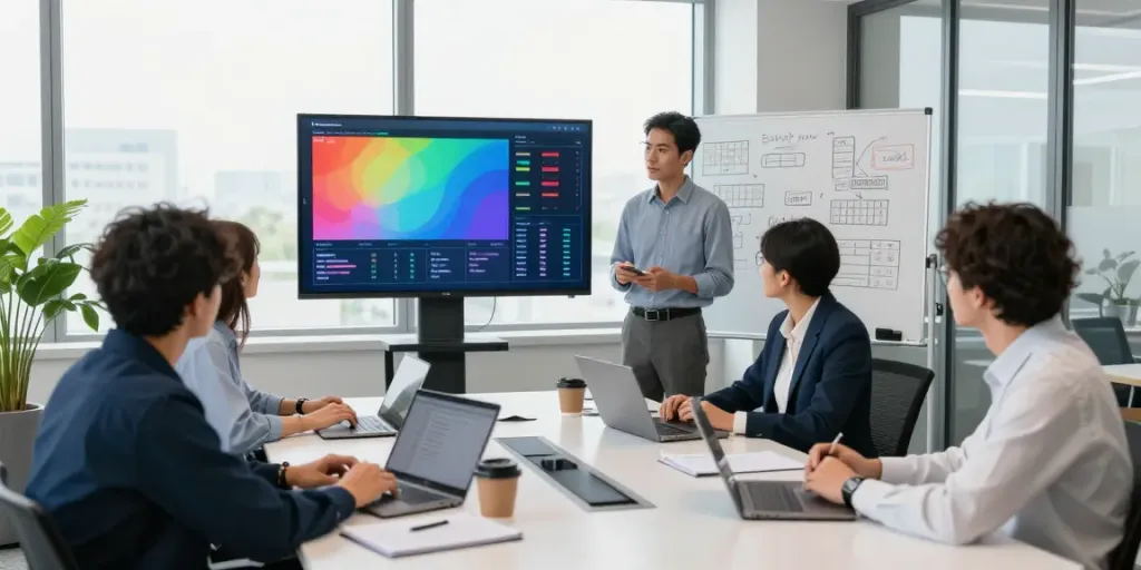 Lottery strategy meeting showcasing data analysis and team collaboration, featuring https://plustoto4dbigwin.uk.com.