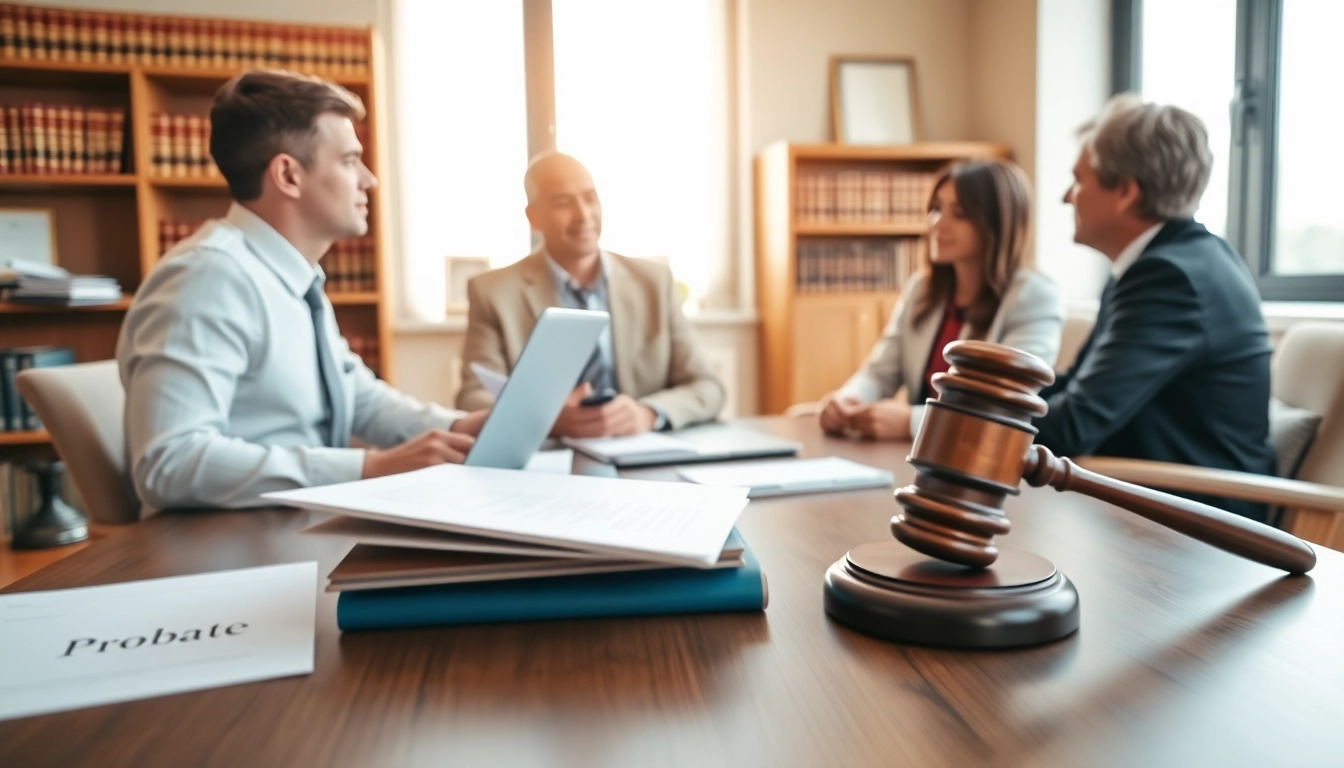 Probate consultation showcasing an attorney discussing legal documents with clients