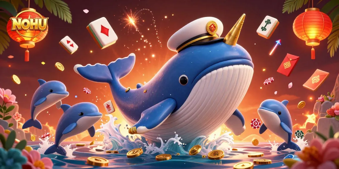 Experience engaging gameplay at NOHU with a whale breaching coins and playful dolphins.