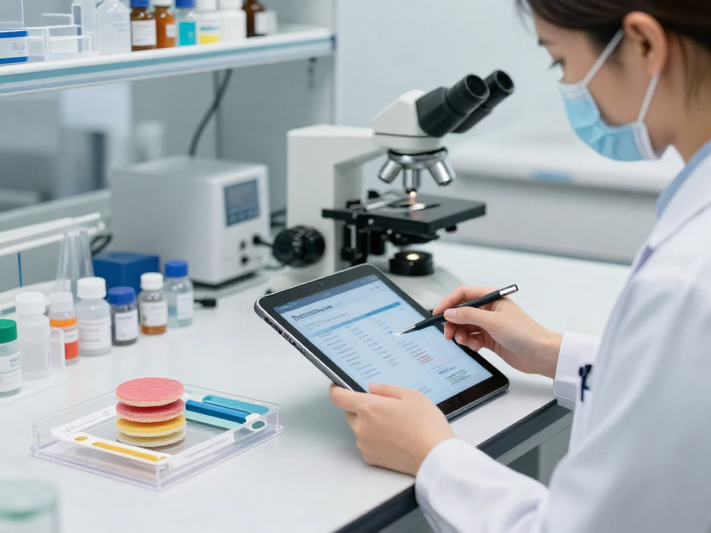 Modern lab analyzing TB 500 benefits through innovative buccal strip technology.