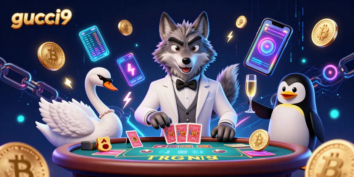 Experience high-stakes baccarat with gucci9, featuring colorful 3D characters amidst casino thrills.